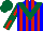 Silk - Blue, red stripes, forest green chevron, sleeves blue, red stripe (single), forest green armlets, forest green cap