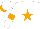 Silk - White, orange star, orange hoop on sleeves, white cap, orange peak