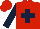 Silk - Red, dark blue cross, dark blue arms, red cap