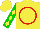 Silk - Yellow, red circle, yellow diamonds on green sleeves