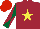 Silk - MAROON, YELLOW star, DARK GREEN and MAROON diabolo on sleeves, RED cap