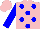 Silk - Pink, blue spots, blue sleeves