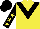 Silk - Yellow, black 'v', yellow stars on black sleeves, yellow star on black cap