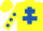 Silk - YELLOW, royal blue cross of lorraine & spots on sleeves, yellow cap