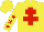 Silk - Yellow, red cross of lorraine, red stars on sleeves, yellow cap