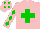 Silk - pink, green cross, green diamonds on sleeves and cap