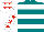 Silk - Teal, white hoops, red stars on white sleeves, red stars on white cap