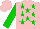 Silk - Pink, green stars, sleeves, pink cap