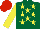 Silk - Forest green, yellow stars, sleeves red, cap yellow