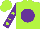 Silk - Lime, purple ball, lime dots on purple sleeves, purple hoop on lime cap
