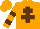 Silk - Orange body, brown cross of lorraine, orange arms, brown hooped, orange cap