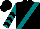 Silk - Black, teal sash, black chevrons on teal sleeves, black cap