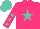 Silk - Neon pink, turquoise star, turquoise stars on sleeves, turquoise cap