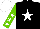 Silk - Black, white star, white stars on light green sleeves, white cap