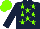 Silk - Dark blue, neon green stars, neon green cap