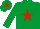 Silk - Emerald green, red star, emerald sleeves, emerald green cap, red star