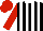 Silk - Black, white stripes, red sleeves,white collar,red cap