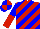 Silk - Red, blue diagonal stripes, blue sleeves, red halves, blue cap, red quarters