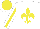 Silk - White,yellow fleur de lys, white sleeves, yellow stripe, cap, white peak