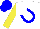 Silk - White, blue horseshoe, yellow sleeves, blue cap