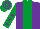 Silk - Purple, emerald green stripe, emerald green sleeves, purple stars, hooped cap