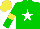 Silk - Green,white star,yellow armlets,yellow cap