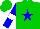 Silk - Green, blue star, sleeves white, blue armbands