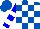 Silk - Royal blue and white blocks, blue sleeves, white hoops