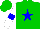 Silk - Green, blue star, white sleeves , blue armbands