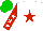 Silk - White, red star, red sleeves, white stars, green cap