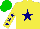 Silk - Yellow, navy star, yellow sleeves, navy stars, green cap