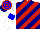 Silk - Red, navy diagonal stripes, white sleeves, blue armlets, hooped cap, navy peak