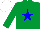 Silk - emerald green, blue star, white cap