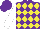 Silk - Purple and yellow diamonds, white sleeves, purple cap