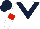 Silk - white, dark blue chevron, red armbands, dark blue cap