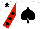 Silk - white, black spade, black spots on red sleeves, black star on cap