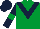 Silk - emerald green, dark blue chevron, emerald green armbands on dark blue sleeves, dark blue cap