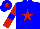 Silk - blue, red star, red sleeves, blue armlets, blue cap, red star