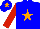 Silk - blue, orange star, red sleeves, orange star on cap