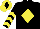 Silk - Black, yellow diamond, chevrons on sleeves, yellow cap, black diamond