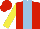 Silk - Red, light blue stripe, yellow sleeves, red cap