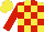 Silk - yellow, red checks, red sleeves