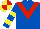 Silk - royal blue with red chevron, royal blue sleeves with yellow hoops, yellow cap with red quarters