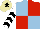 Silk - Light blue and red quartered, white and black chevrons on sleeves, beige cap, black star