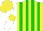 Silk - Yellow, green stripes, white sleeves, green, yellow armlets, yellow cap