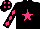 Silk - Black, hot pink star, diamonds on sleeves and cap