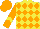 Silk - Yellow body, orange three diamonds, orange arms, yellow chevron, orange cap