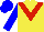 Silk - Yellow,indigo halved,red chevron,blue sleeves,cap