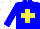 Silk - Blue, yellow cross, white cap,cuffs