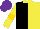 Silk - Black,yellow halved vertical,black sleeves,yellow sleeves,gold armlets,yellow collar,purple cap